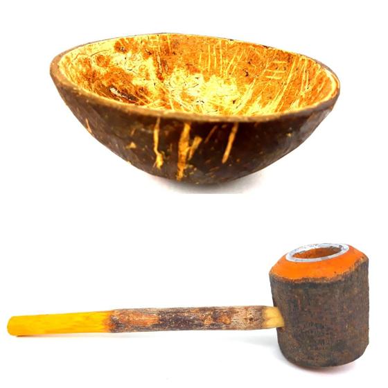 Imagem de Cachimbo de Jurema Xamanico e Cuia de Coco Coite Tigela Kit