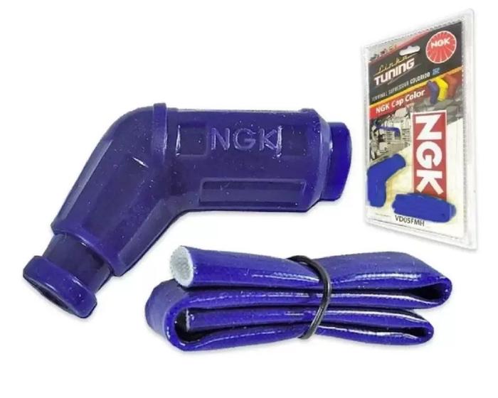 Imagem de Cachimbo De Vela Supressivo Ngk VD05FMHB Azul Tunning Biz Cg Titan Fan Aero Strada Nx Xr 150 200 Xlr 125 Gs 500 Ybr Factor 125 Fazer Lander Tenere 250
