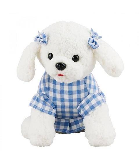 Imagem de Cachorrinha Poodle de Pelúcia Vestido Azul 23cm