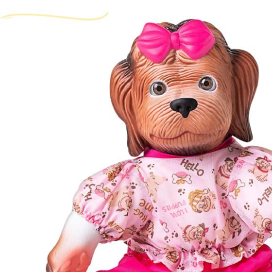 Imagem de Cachorrinho de brinquedo boneco de cachorro dog brinquedinho cachorro com roupinha hip hop e fones cadelinha brinquedo boneca cachorrinha