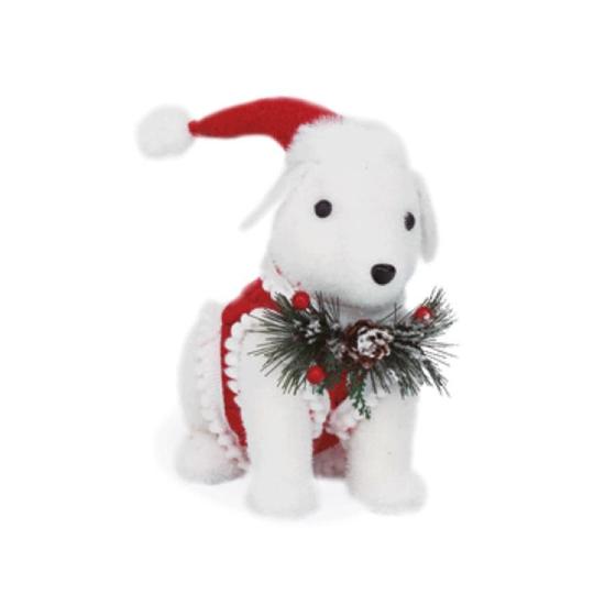 Imagem de Cachorro com Roupa Tricô Branco e Vermelho Grande - 01 unidade Cromus Natal -