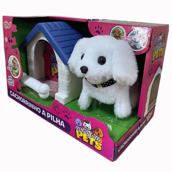 Cachorro De Pelúcia Poodle Que Anda e Late Com Casinha Toyng - Bonecos ...