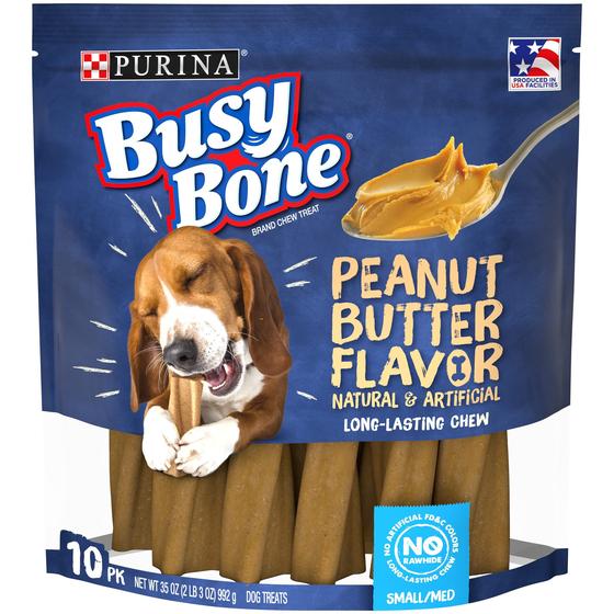 Imagem de Cachorro mastiga Purina Busy Bone, manteiga de amendoim de longa duração, 10 quilates