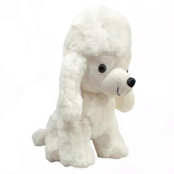 Imagem de Cachorro Pelúcia Poodle Branco Sentado 26 Cm