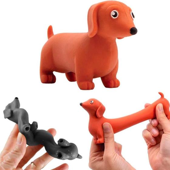 Imagem de Cachorro Salsicha Pug Estica Esmaga Fidget Toys Antiestresse - Dm Toys