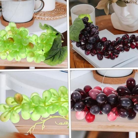 Imagem de Cachos de Uva Artificial Kit com cachos sendo 2 Verde mini e1 Roxo Grande Decoração Cozinha Fruteira