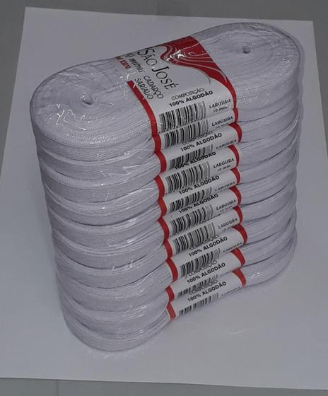 Imagem de Cadarço Sarjado p/ Traqueostomia KIT c/ 10 peças de 10m x 10mm 100% algodão - São José