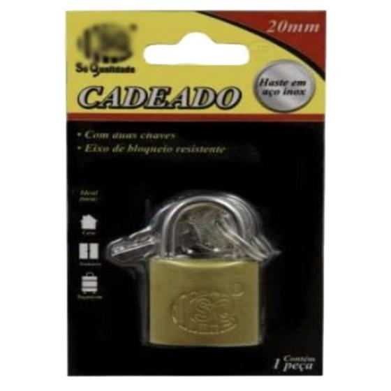 Imagem de Cadeado 20mm c/ 2 Chaves- Cadeado para Armário / Bagagem