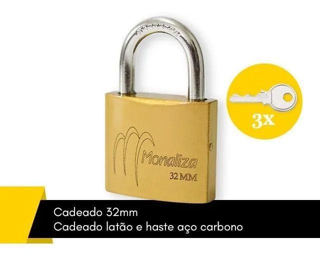 Imagem de Cadeado 32mm Com 3 Chaves Haste Curta - Excelente Qualidade