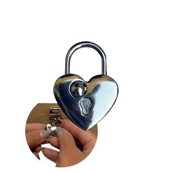 Imagem de Cadeado Automático Modelo Coração para Caixa Maleta Artesanato