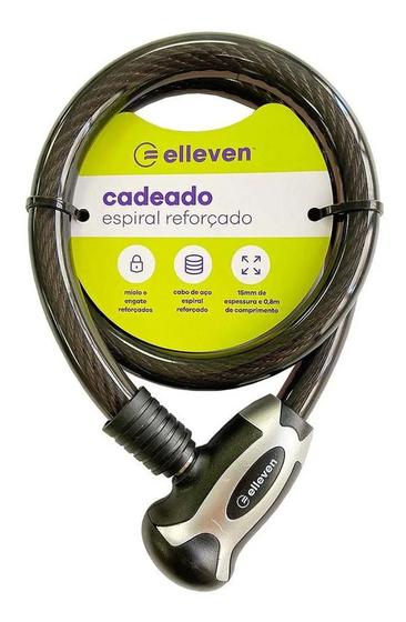 Imagem de Cadeado Bike Espiral Reforçado 1.0m X 15mm C/ Chaves Elleven