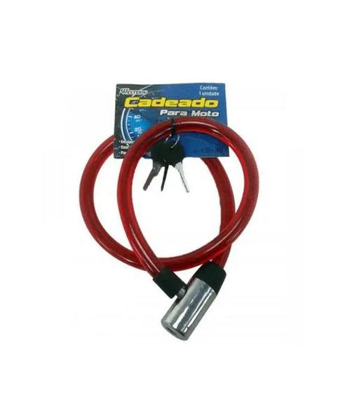 Imagem de Cadeado Corrente com Trava para Moto Bike Motocicleta Bicicleta com 2 Chaves 1,MT X 14MM