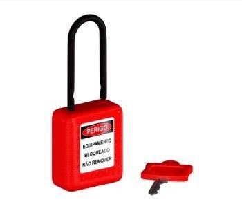 Imagem de Cadeado de Bloqueio Plástico Haste Plástica 38mm Vermelho Tagout