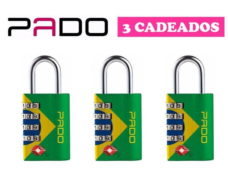 Imagem de Cadeado Executivo Pado Brasil Tsa para Malas Kit 3 Peças 