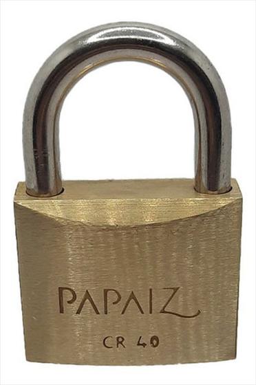 Imagem de Cadeado papaiz cr 40mm latão e aço reforçado com chave 