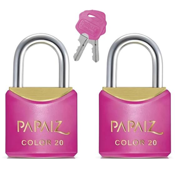 Imagem de Cadeado Pequeno 20Mm Haste Curta Latão Rosa Com Chave 02 Un