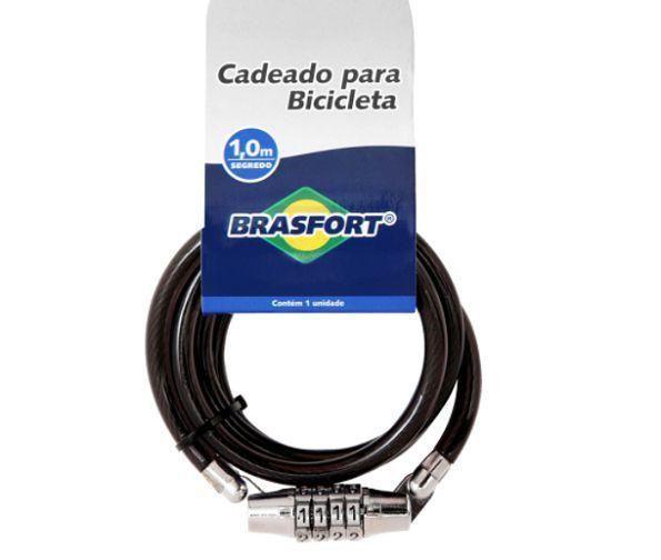 Imagem de Cadeado trava tranca de Segurança Anti furto para Bicicleta Em aço Espiral com Segredo - Brasfort