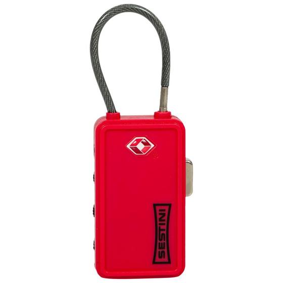 Imagem de Cadeado Tsa com Identificador e Cabo de Aço Vermelho