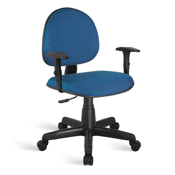 Imagem de Cadeira Ágata Executiva Giratória Braço Regulável Tecido Azul com Preto