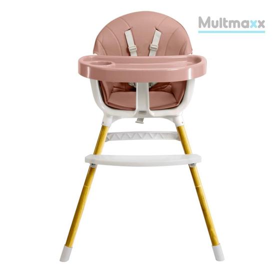 Imagem de Cadeira Alta Premium de Alimentação Bebe Multmaxx Portátil Acolchoada Ajustável até 15Kgs Meses Rosa