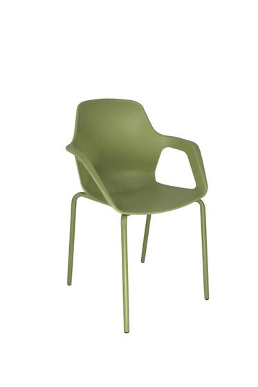Imagem de Cadeira Aproximação Interlocutor Fixa Beau Com 4 pés de Aço Tubular Verde Com Braços Bhoff