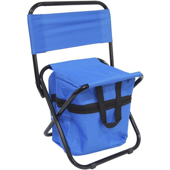 Imagem de Cadeira Banco Banqueta Pesca Camping Praia com Bolsa Dobrável Portátil Azul Importway IWCPCB-002