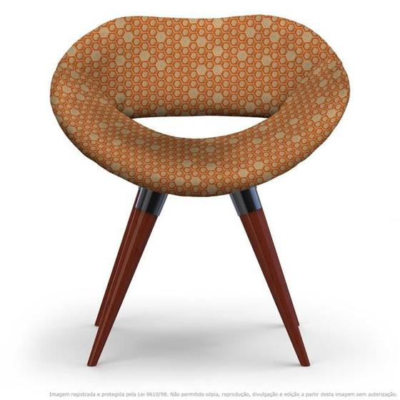 Imagem de Cadeira Beijo Colmeia Marrom e Laranja Poltrona Decorativa com Base Fixa