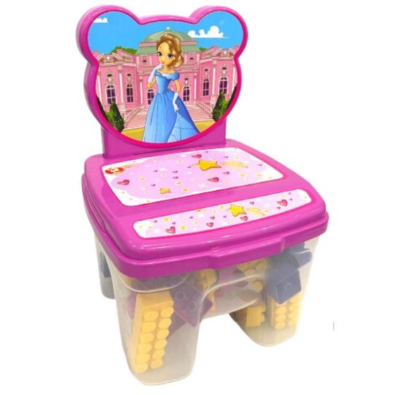 Imagem de Cadeira Blocos Grande Brinquedo Infantil Montar - Princesas