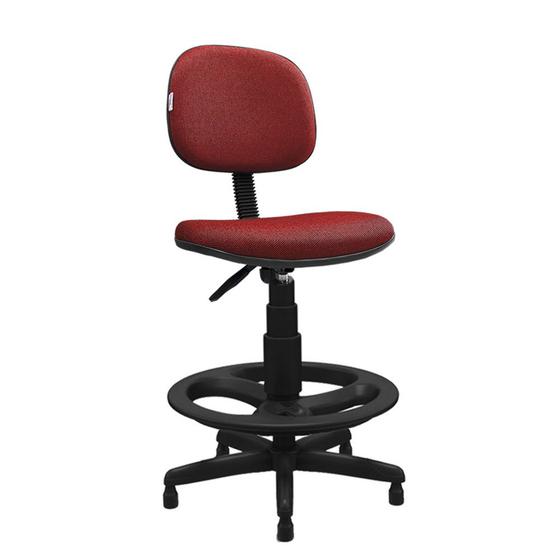 Imagem de Cadeira Caixa Alta Secretária Giratória Para Balcão Mercado C/ Apoio Para Os Pés Vermelho Com Preto