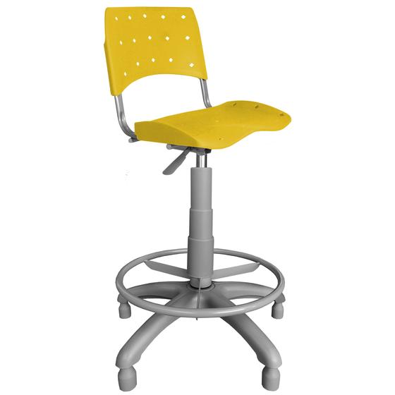 Imagem de Cadeira Caixa Giratória Plástica Anatômica Amarela Base Cinza - ULTRA Móveis