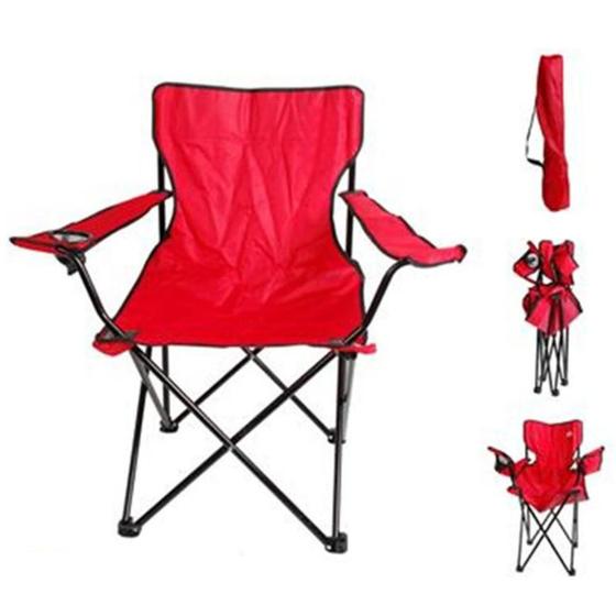 Imagem de Cadeira camping dobravel articulada com porta copo e bolsa para pesca e acampamento