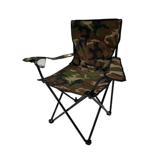 Imagem de Cadeira Camping Dobravel Camuflada Porta Copo Ate 150kg