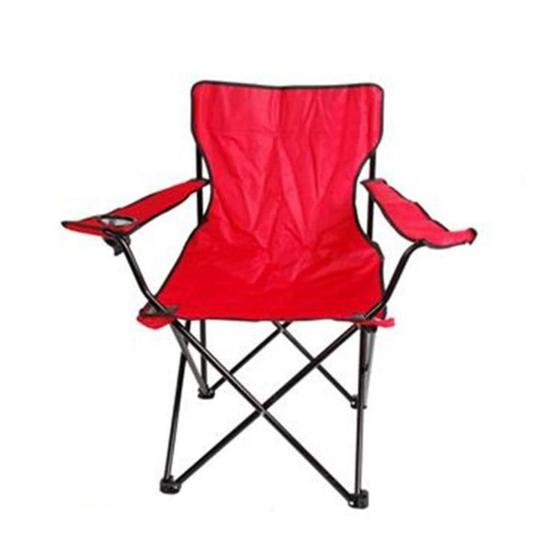 Imagem de Cadeira Camping Dobrável Com Porta Copo E Bolsa Vermelha