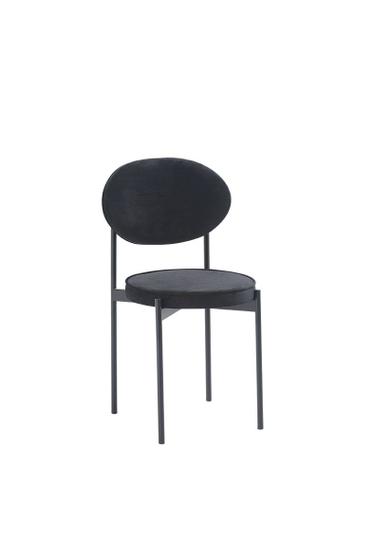 Imagem de Cadeira Chair Veludo Preto Base Aço Preto - OOCA Móveis