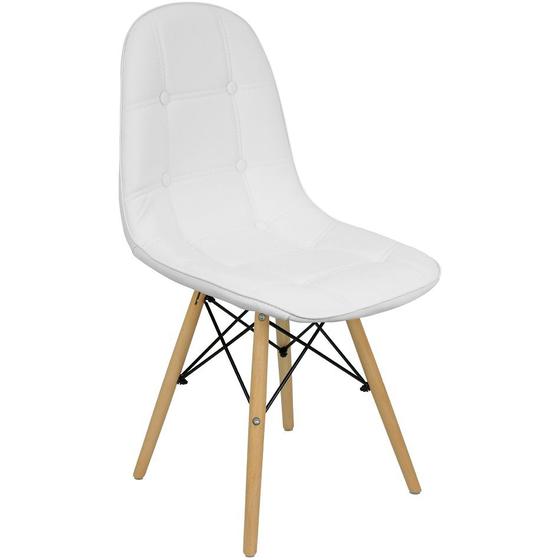 Imagem de Cadeira Charles Eames Botonê Eiffel Wood Estofada Couro - Branca