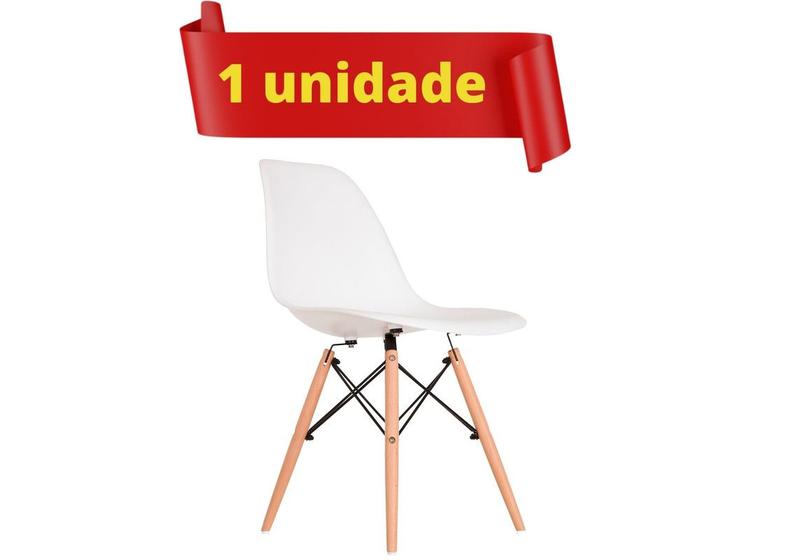 Imagem de Cadeira Charles Eames Branca Eiffel Base Madeira - AJL