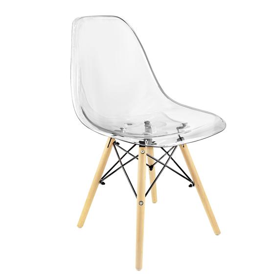 Imagem de Cadeira Charles Eames Cristal Eiffel Wood Designer Transparente Cor:Transparente