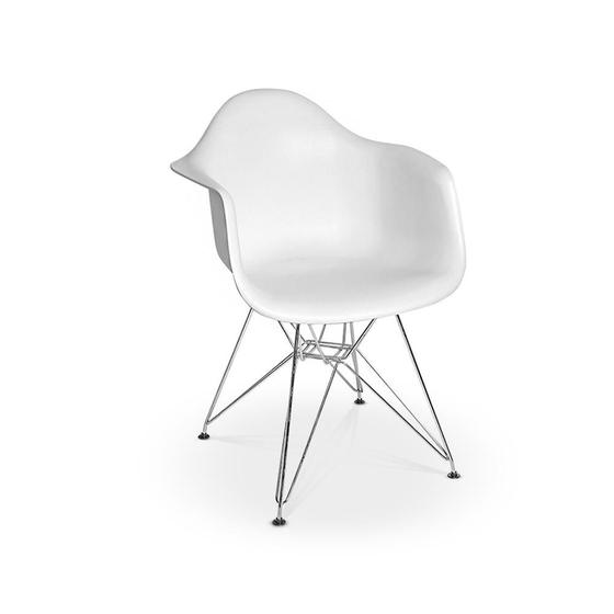 Imagem de Cadeira Charles Eames Eiffel Com Braços - Base Metal Cromado - Branca
