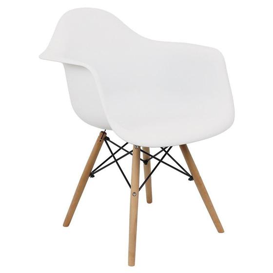 Imagem de Cadeira Charles Eames Eiffel Design Wood Com Braço - Branco