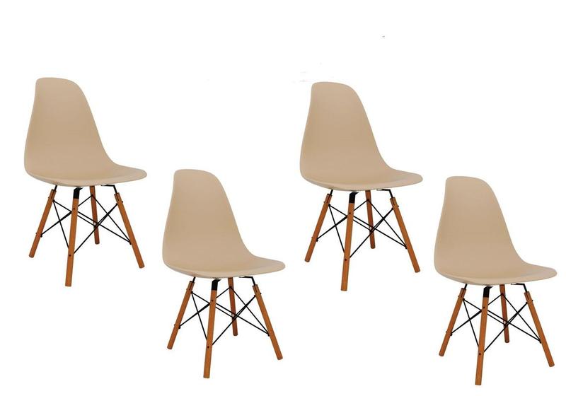 Imagem de Cadeira Charles Eames Eiffel Pés De Madeira Palito Kit com 4