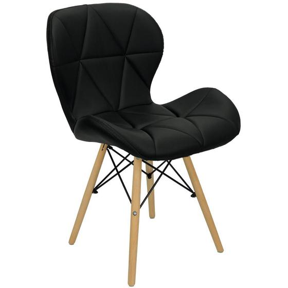 Imagem de Cadeira Charles Eames Eiffel Slim Wood Estofada - Preta