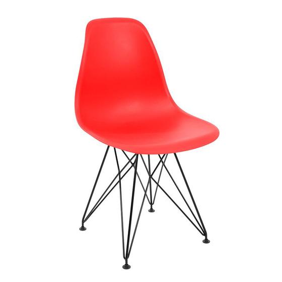 Imagem de Cadeira Charles Eames Ferro Preto Assento Vermelho