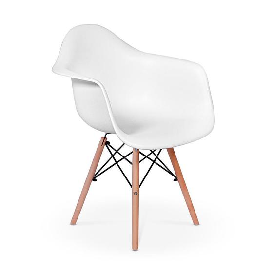 Imagem de Cadeira Charles Eames Wood Daw Com Braços - Design - Branca