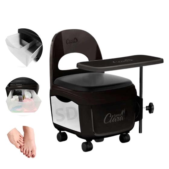 Imagem de Cadeira Cirandinha Manicure Pedicure C/ Gaveta e suporte pés