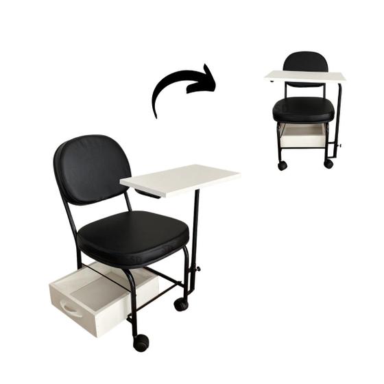 Imagem de cadeira cirandinha móvel para manicure pedicure c/ rodinhas