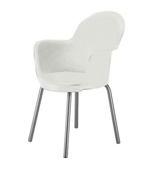 Imagem de Cadeira com Braço Base Cromada Linha Polipropileno Moon Branco