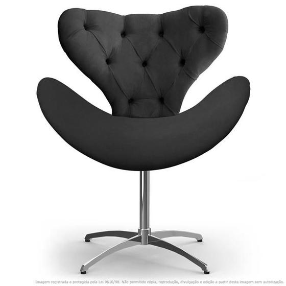 Imagem de Cadeira com Capitonê Decorativa Poltrona Egg Cinza com Base Giratória