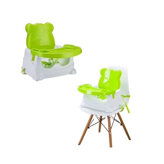 Imagem de Cadeira de Alimentação Bebê Booster Comer Refeição Cadeirinha Infantil Portátil Segurança Ursinho Verde