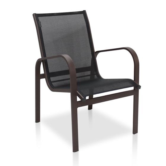 Imagem de Cadeira de Alumínio e Tela Sling Linha Leve - Marrom/Preto