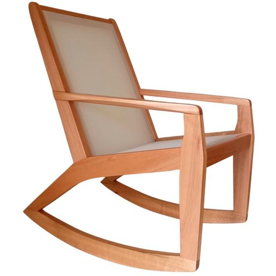 Imagem de Cadeira de balanço de madeira / sling branca